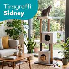 AqpetFriends Sidney Tiragraffi a Piani 140 cm – Albero Tiragraffi per Gatti con Sisal, Cucce e Giochi