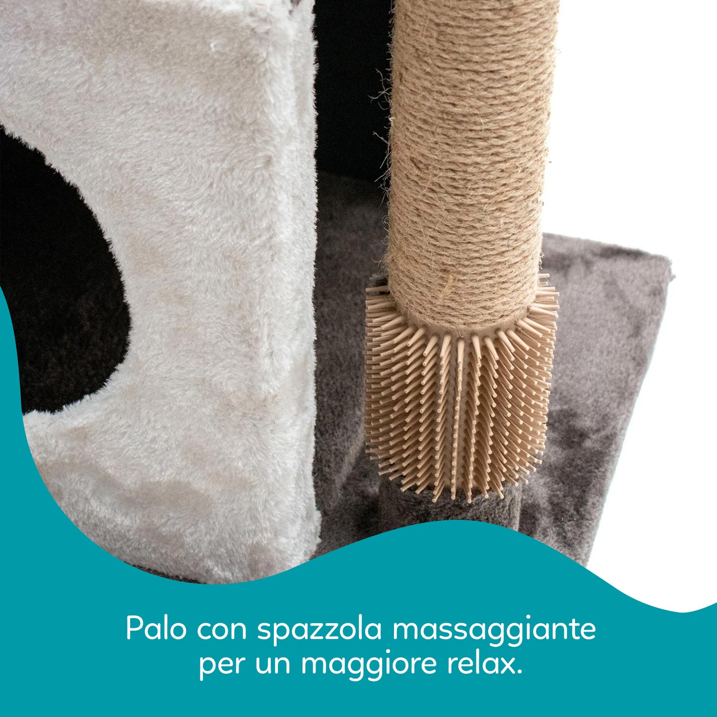 AqpetFriends Sidney Tiragraffi a Piani 140 cm – Albero Tiragraffi per Gatti con Sisal, Cucce e Giochi