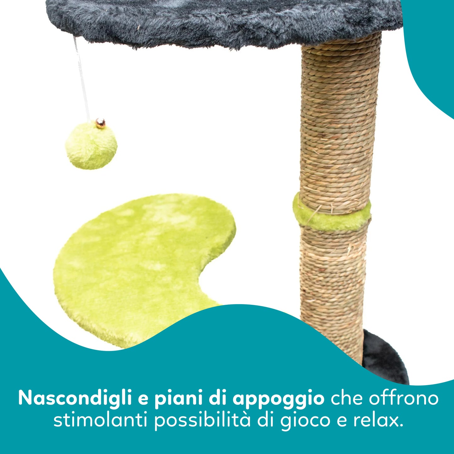 AqpetFriends Madrid Tiragraffi Alto per Gatti 86 cm – Colonna in Sisal con Piattaforme e Giochi