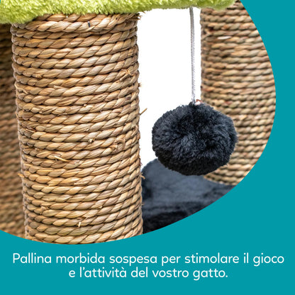 AqpetFriends Madrid Tiragraffi Alto per Gatti 86 cm – Colonna in Sisal con Piattaforme e Giochi