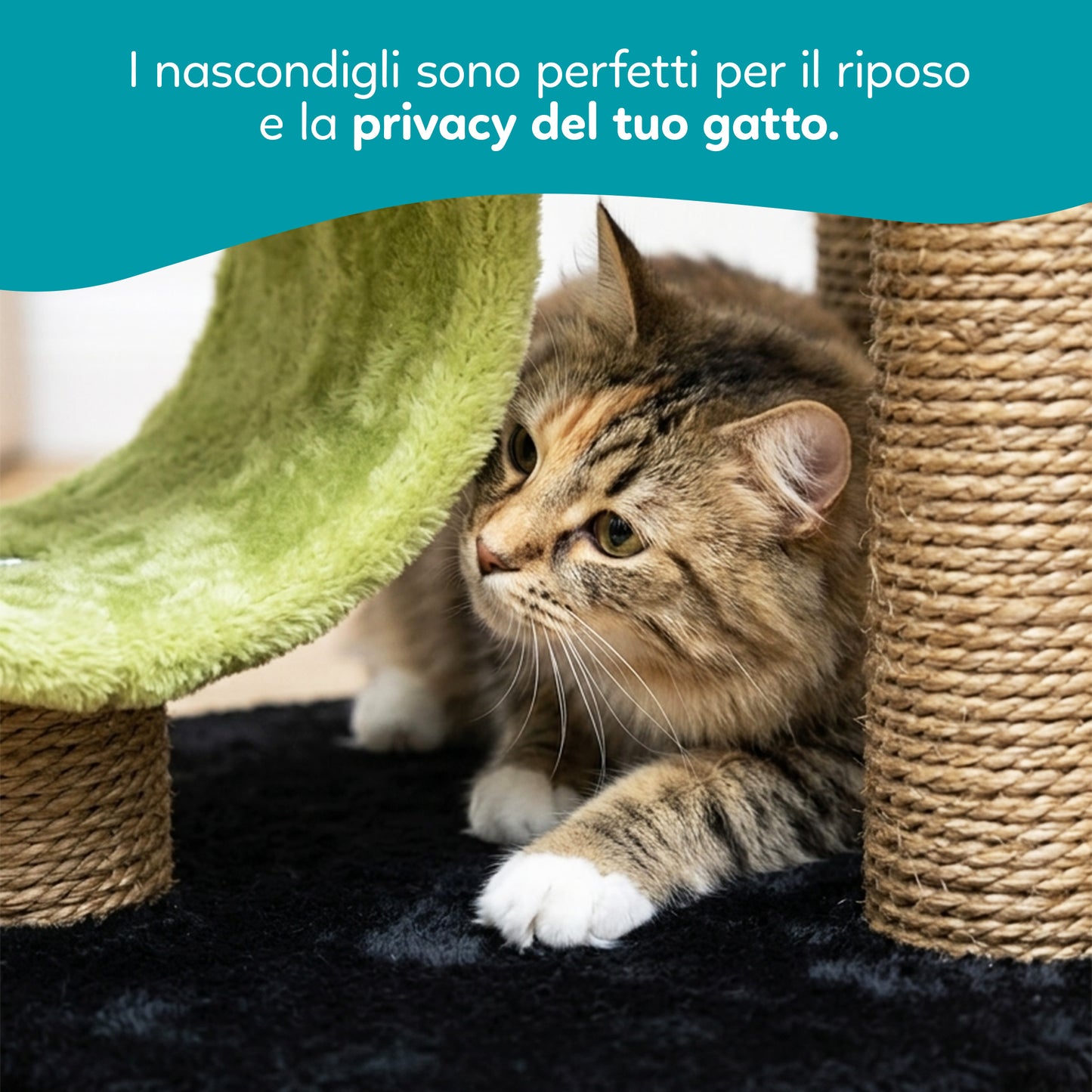 AqpetFriends Madrid Tiragraffi Alto per Gatti 86 cm – Colonna in Sisal con Piattaforme e Giochi