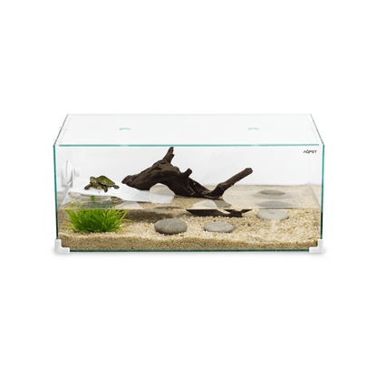 Aqpet Tortuga 50 Tartarughiera In Vetro Con Coperchio E Isola Per Tartarughe D'acqua 27L