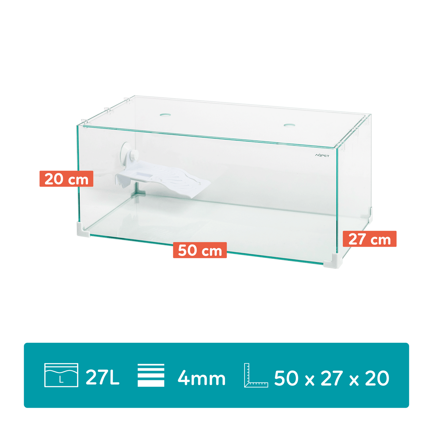 Aqpet Tortuga 50 Tartarughiera In Vetro Con Coperchio E Isola Per Tartarughe D'acqua 27L