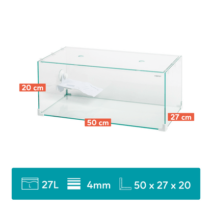 Aqpet Tortuga 50 Tartarughiera In Vetro Con Coperchio E Isola Per Tartarughe D'acqua 27L