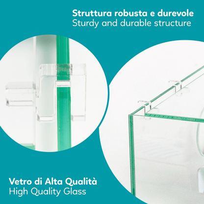 Aqpet Tortuga 60 Tartarughiera In Vetro Con Coperchio E Isola Per Tartarughe D'acqua 45L