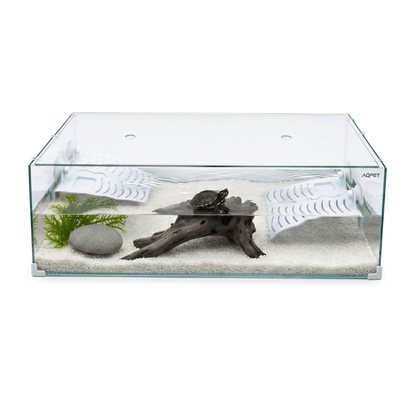 Aqpet Tortuga 80 Tartarughiera In Vetro Con Coperchio E Isola Per Tartarughe D'acqua 78L