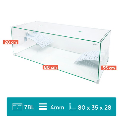 Aqpet Tortuga 80 Tartarughiera In Vetro Con Coperchio E Isola Per Tartarughe D'acqua 78L