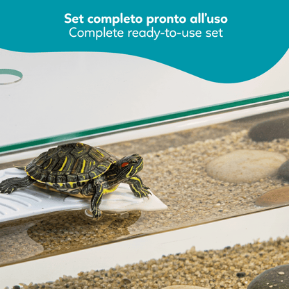 Aqpet Tortuga 80 Tartarughiera In Vetro Con Coperchio E Isola Per Tartarughe D'acqua 78L
