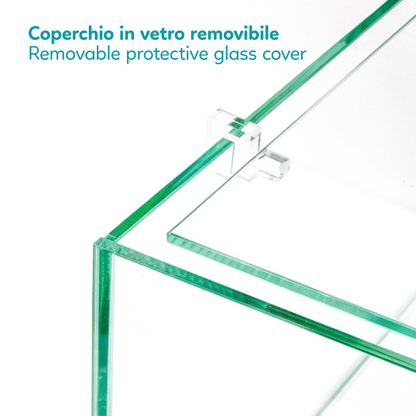 Aqpet Tortuga 80 Tartarughiera In Vetro Con Coperchio E Isola Per Tartarughe D'acqua 78L