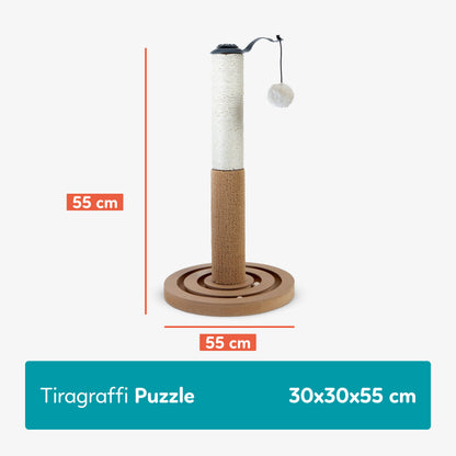 AqpetFriends Puzzle Tiragraffi a Colonna Interattivo 55 cm – Sisal con Percorso Palline e Gioco Sospeso