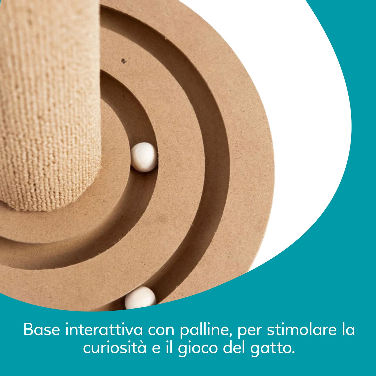 AqpetFriends Puzzle Tiragraffi a Colonna Interattivo 55 cm – Sisal con Percorso Palline e Gioco Sospeso