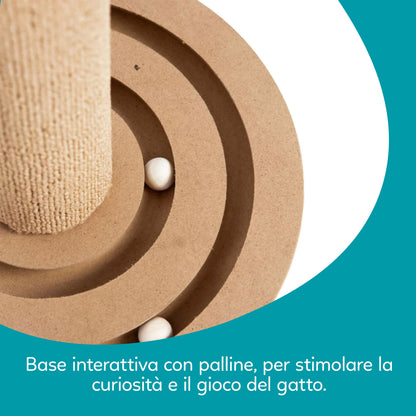 AqpetFriends Puzzle Tiragraffi a Colonna Interattivo 55 cm – Sisal con Percorso Palline e Gioco Sospeso