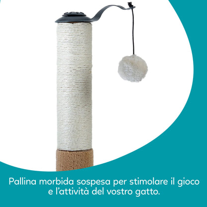 AqpetFriends Puzzle Tiragraffi a Colonna Interattivo 55 cm – Sisal con Percorso Palline e Gioco Sospeso