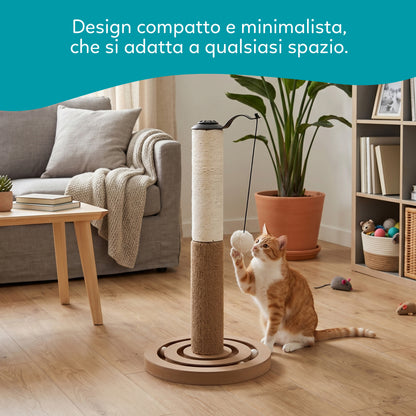 AqpetFriends Puzzle Tiragraffi a Colonna Interattivo 55 cm – Sisal con Percorso Palline e Gioco Sospeso