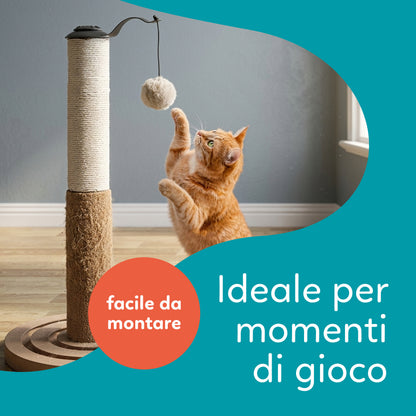 AqpetFriends Puzzle Tiragraffi a Colonna Interattivo 55 cm – Sisal con Percorso Palline e Gioco Sospeso