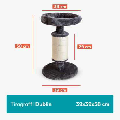 AqpetFriends Dublin Tiragraffi in Peluche 58 cm – Colonna con Sisal e Cuccia per Gatti