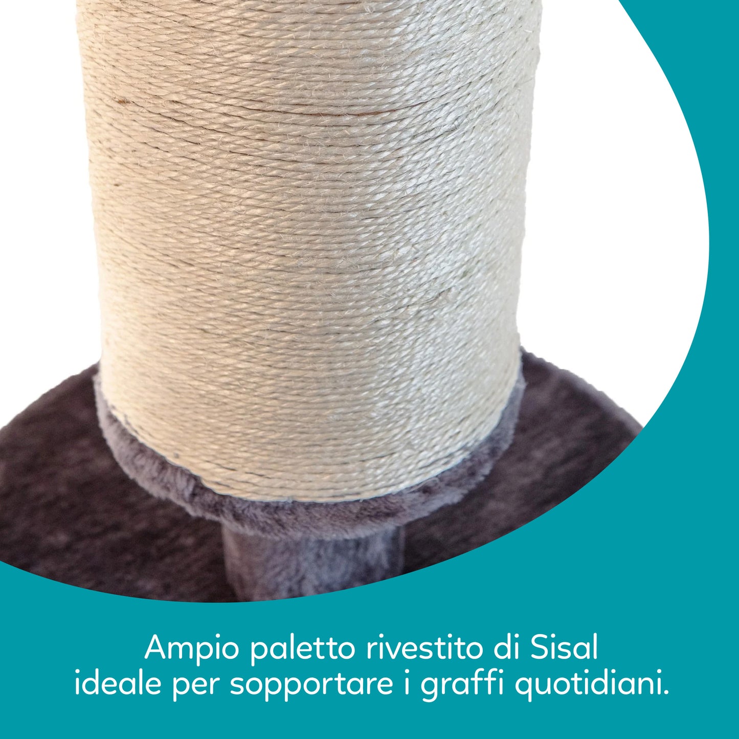 AqpetFriends Dublin Tiragraffi in Peluche 58 cm – Colonna con Sisal e Cuccia per Gatti