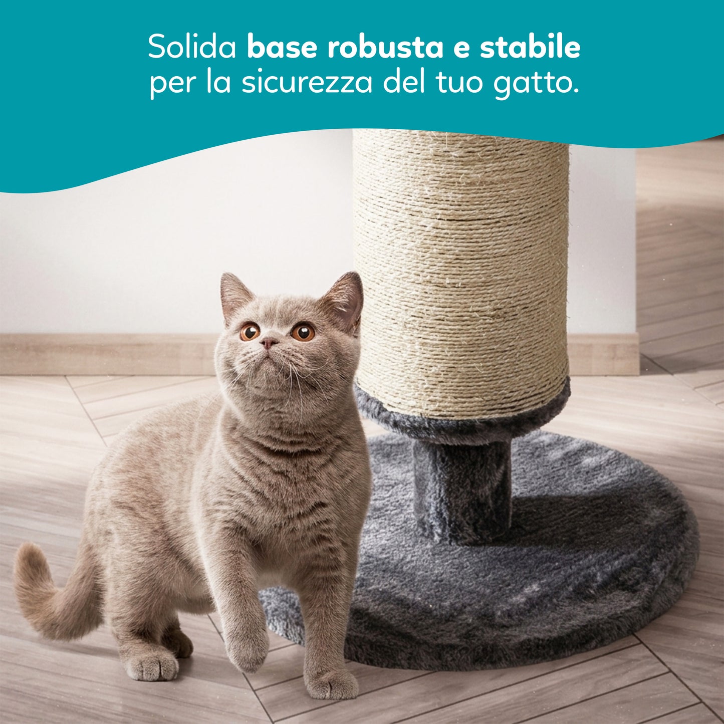 AqpetFriends Dublin Tiragraffi in Peluche 58 cm – Colonna con Sisal e Cuccia per Gatti