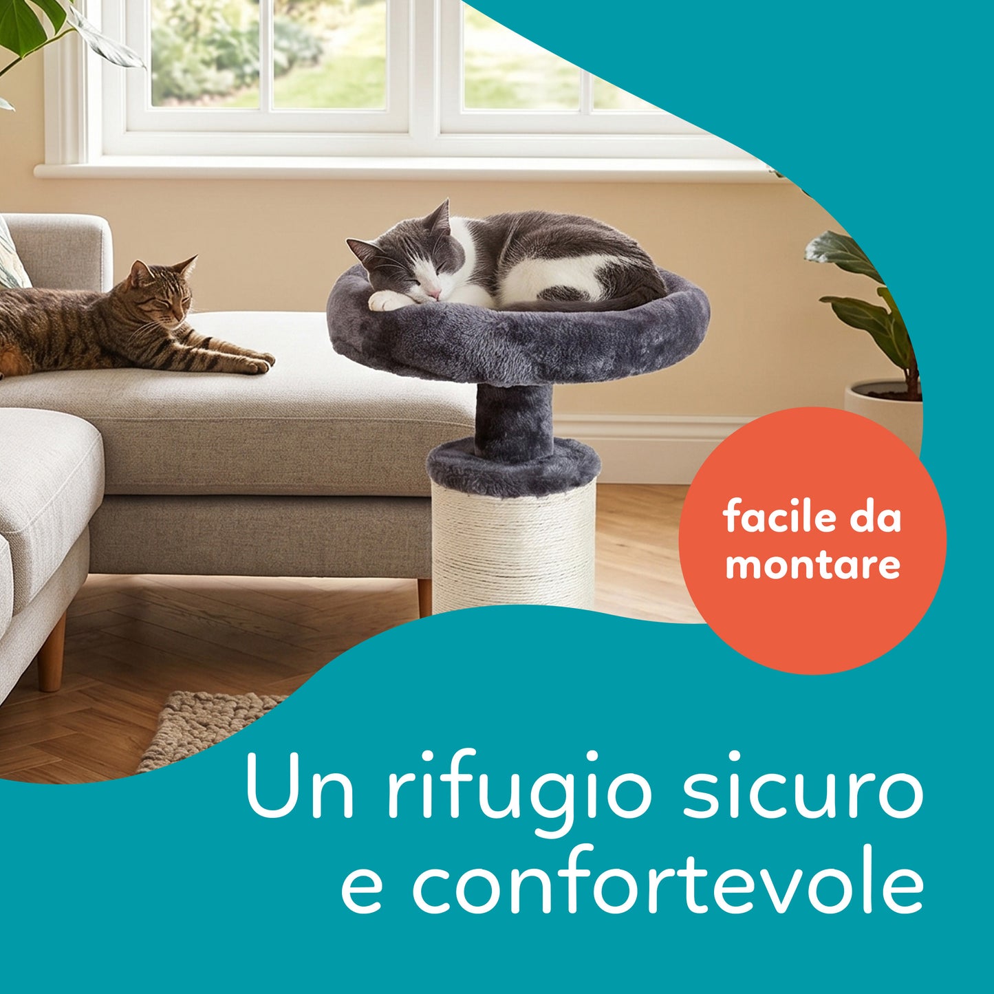 AqpetFriends Dublin Tiragraffi in Peluche 58 cm – Colonna con Sisal e Cuccia per Gatti