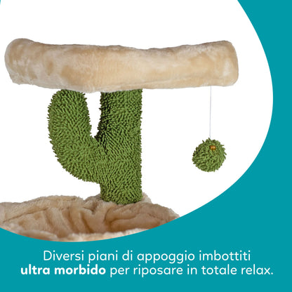 AqpetFriends Mexico Tiragraffi in Sisal 75 cm – Tiragraffi con Cuccia, Amaca e Piani Multilivello