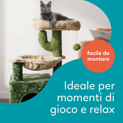 AqpetFriends Mexico Tiragraffi in Sisal 75 cm – Tiragraffi con Cuccia, Amaca e Piani Multilivello