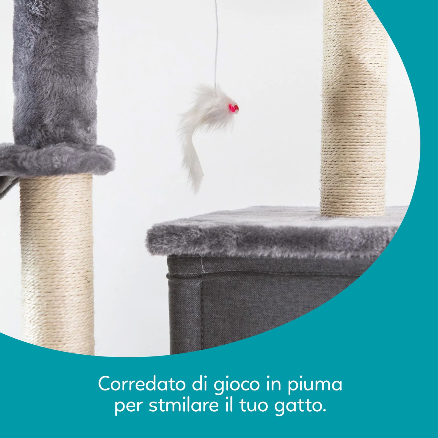 AqpetFriends London Tiragraffi Trespolo per Gatti 125 cm – Tiragraffi con Cucce, Amaca e Sisal