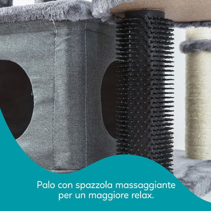 AqpetFriends London Tiragraffi Trespolo per Gatti 125 cm – Tiragraffi con Cucce, Amaca e Sisal