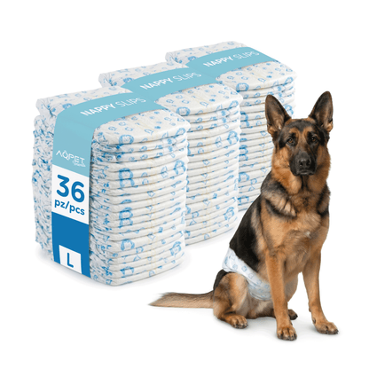 AqpetFriends Nappy Slips Pannolini Assorbenti a Fascia per Cani Maschi 36 Pz