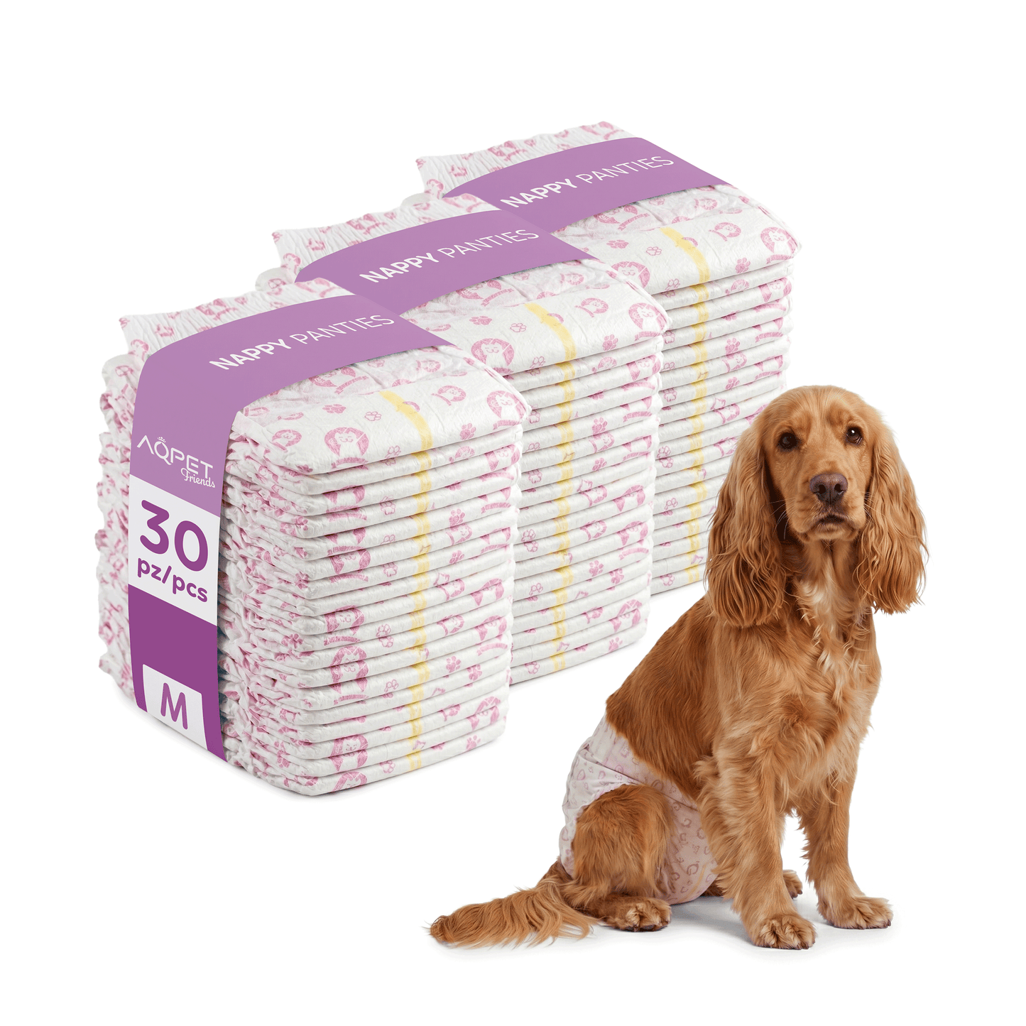 AqpetFriends Nappy Panties Pannolini Assorbenti a Mutandina per Cani 30 pz