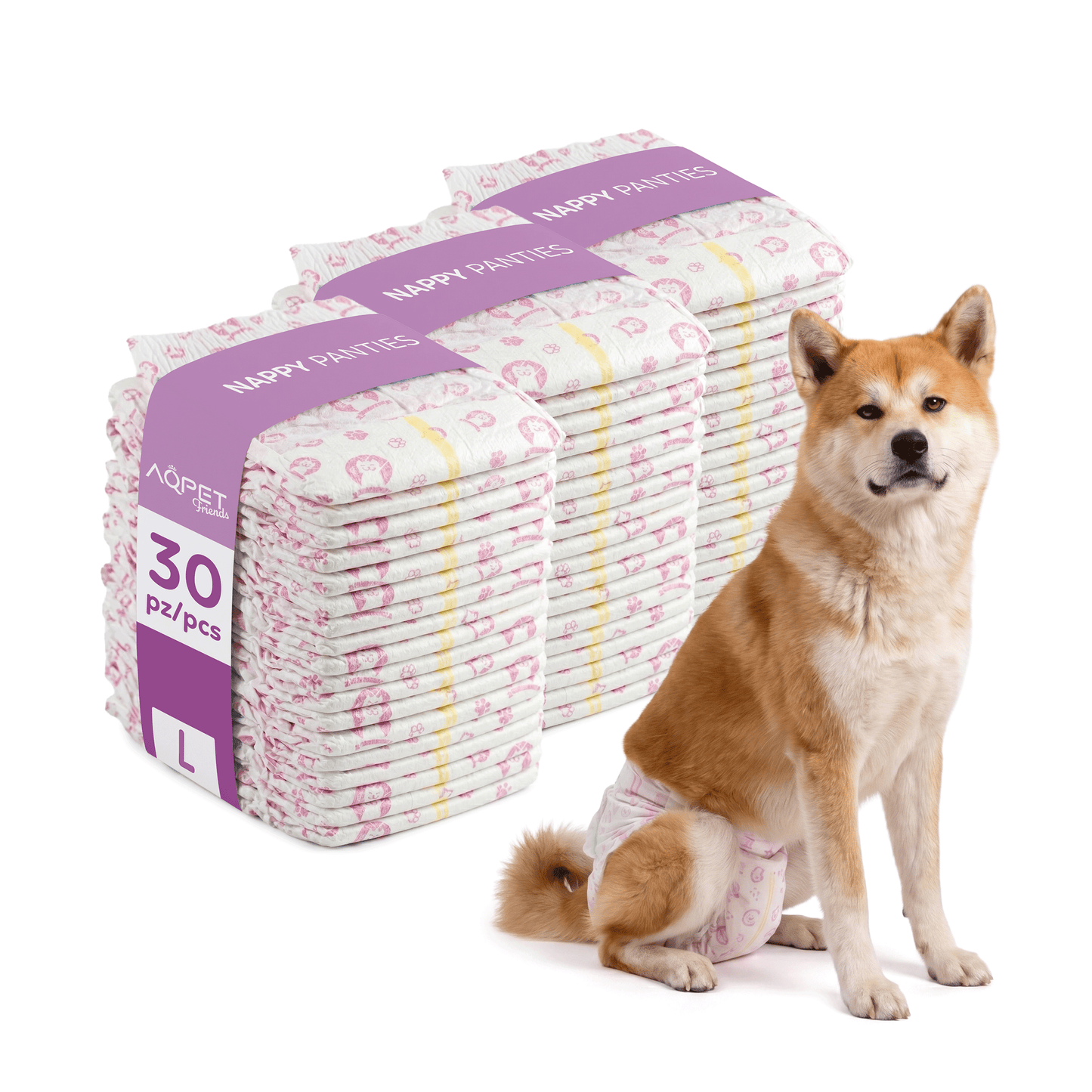 AqpetFriends Nappy Panties Pannolini Assorbenti a Mutandina per Cani 30 pz