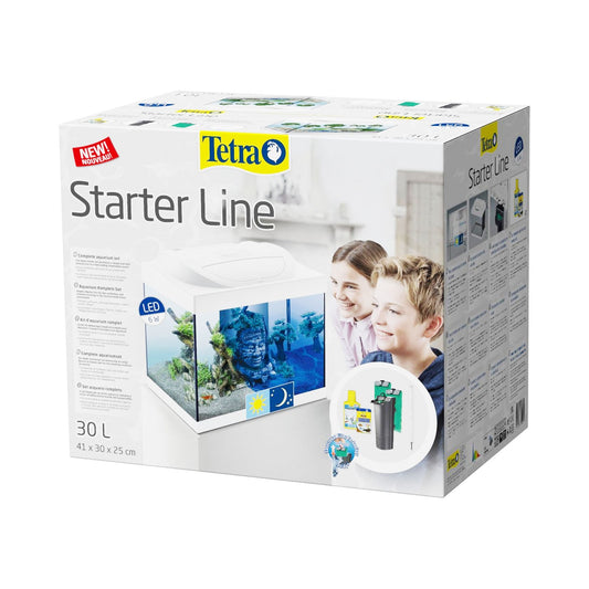 Tetra Acquario in Vetro Starter Line 30 Litri Completo di Luce e Filtro Colore Bianco