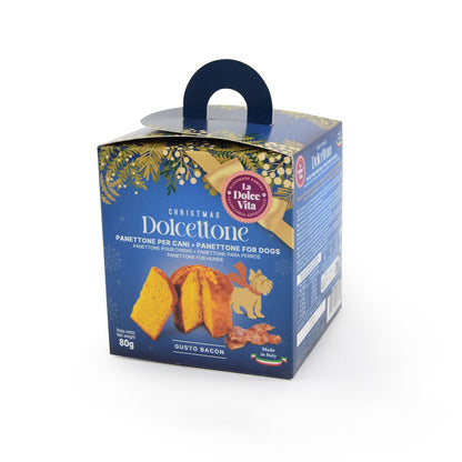 LeoPet La Dolce Vita Dolcettone Panettone Natalizio Gusto Bacon Per Cani Di Tutte Le Taglie 80gr