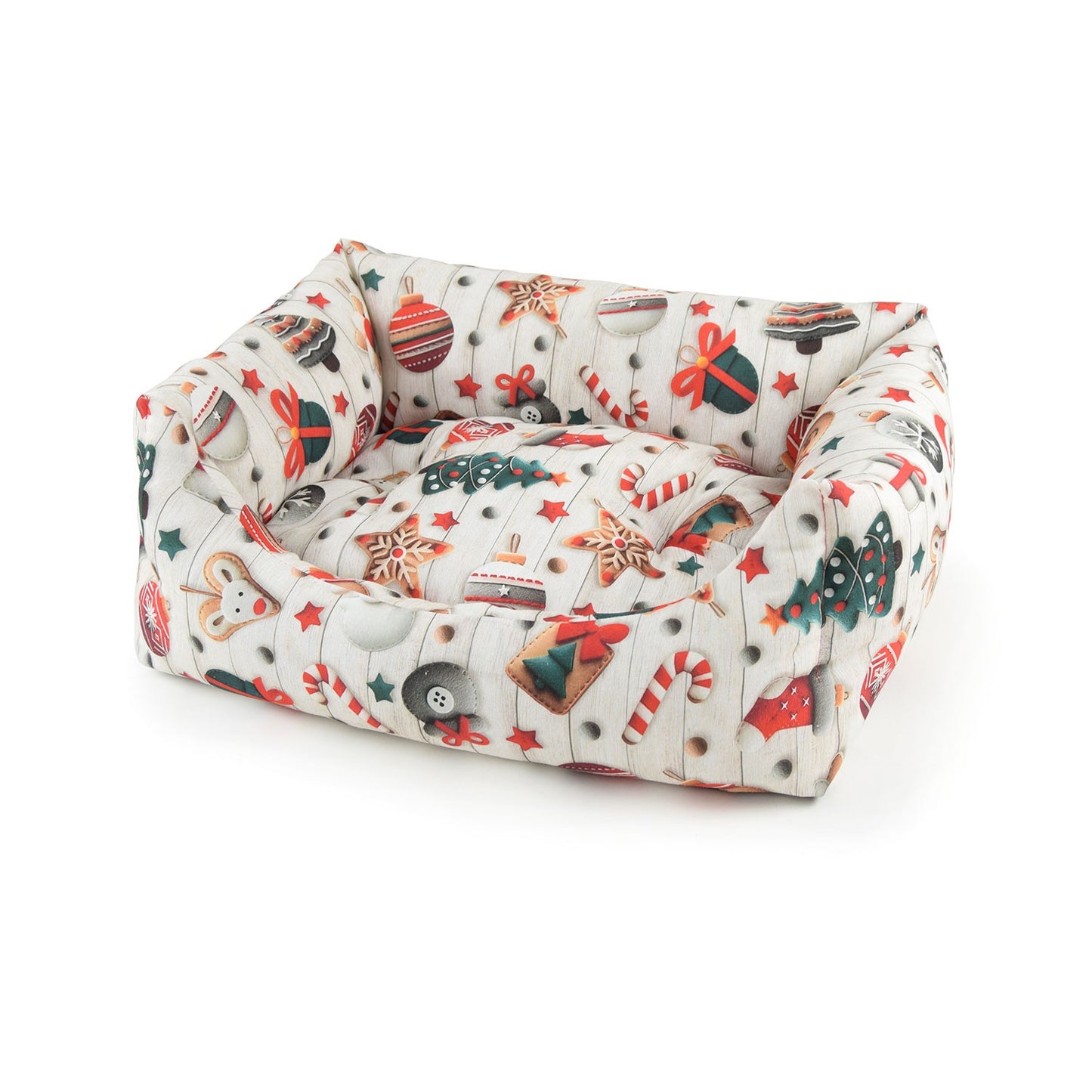LeoPet Rodi Cuccia Rettangolare Con Decorazione Natalizia Assortita E Cuscino Estraibile Per Cani 70x85cm