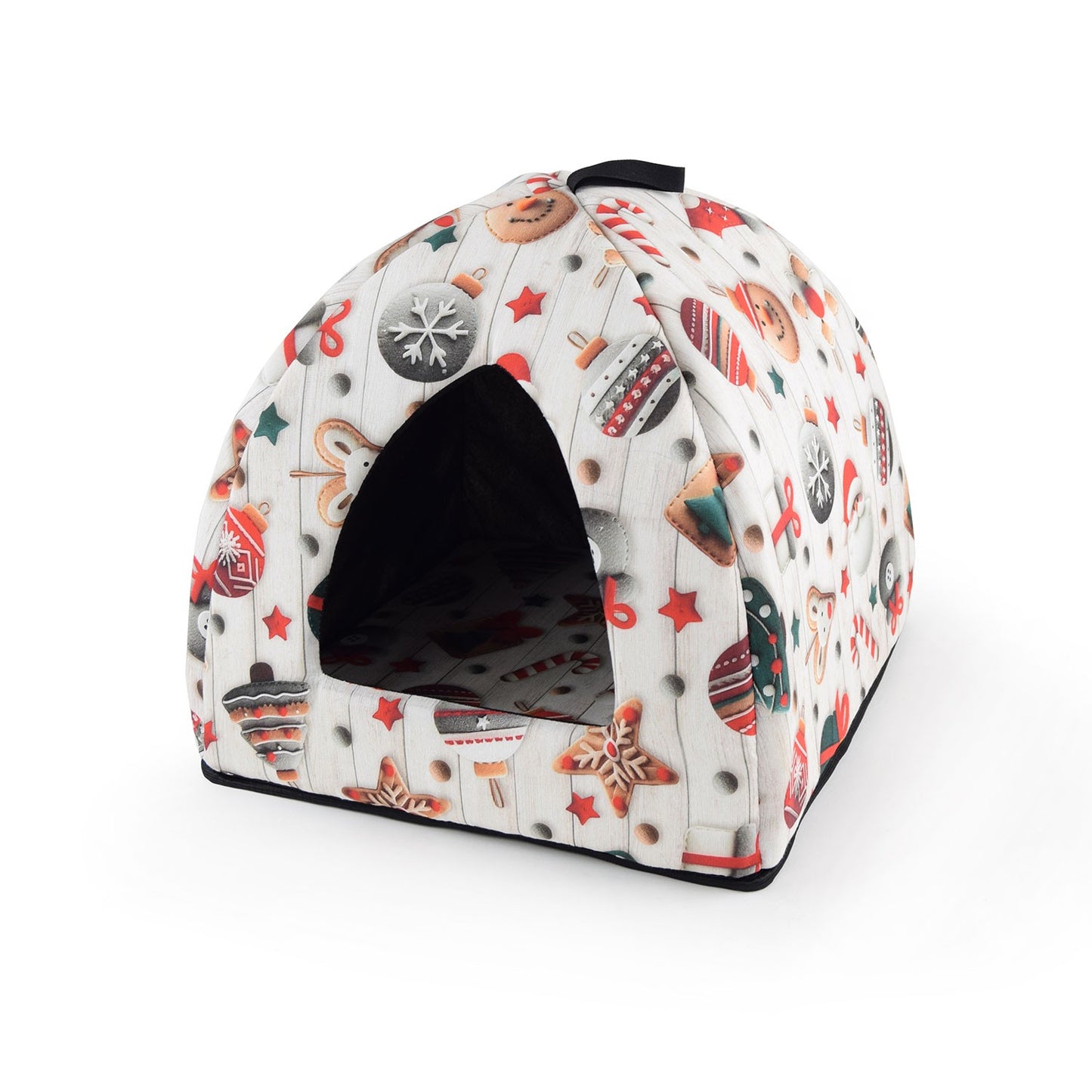 LeoPet Cleo Cuccia A Forma Di Piramide Pieghevole Con Decorazione Natalizia Assortita E Cuscino Estraibile Per Cani 40x40x40cm