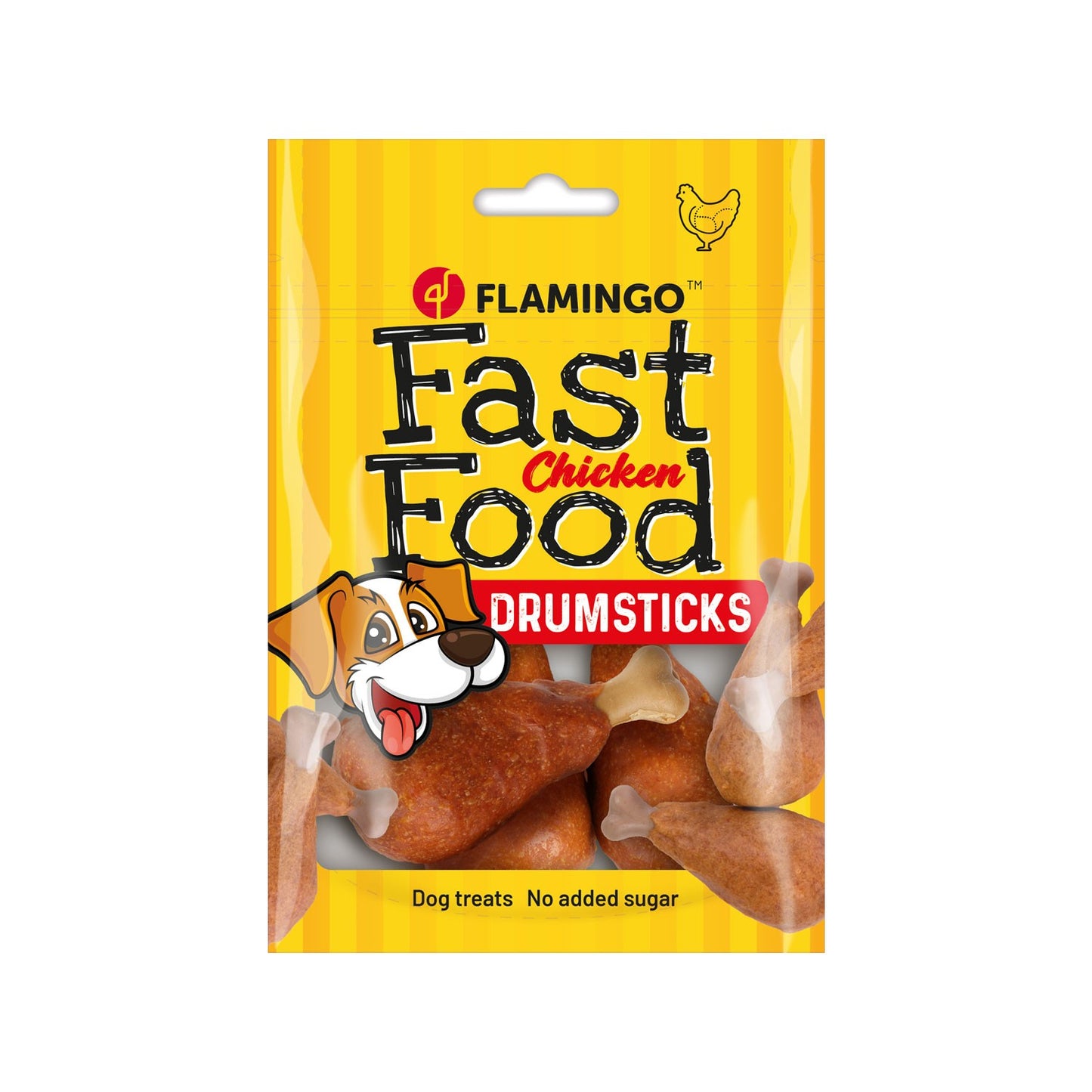 Flamingo Snacks Fast Food Coscia Di Pollo Per Cani Adulti Di Tutte Le Taglie 3pz 140gr