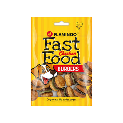 Flamingo Snacks Fast Food Mini Hamburger Con Pollo Per Cani Adulti Di Tutte Le Taglie 9pz 112gr