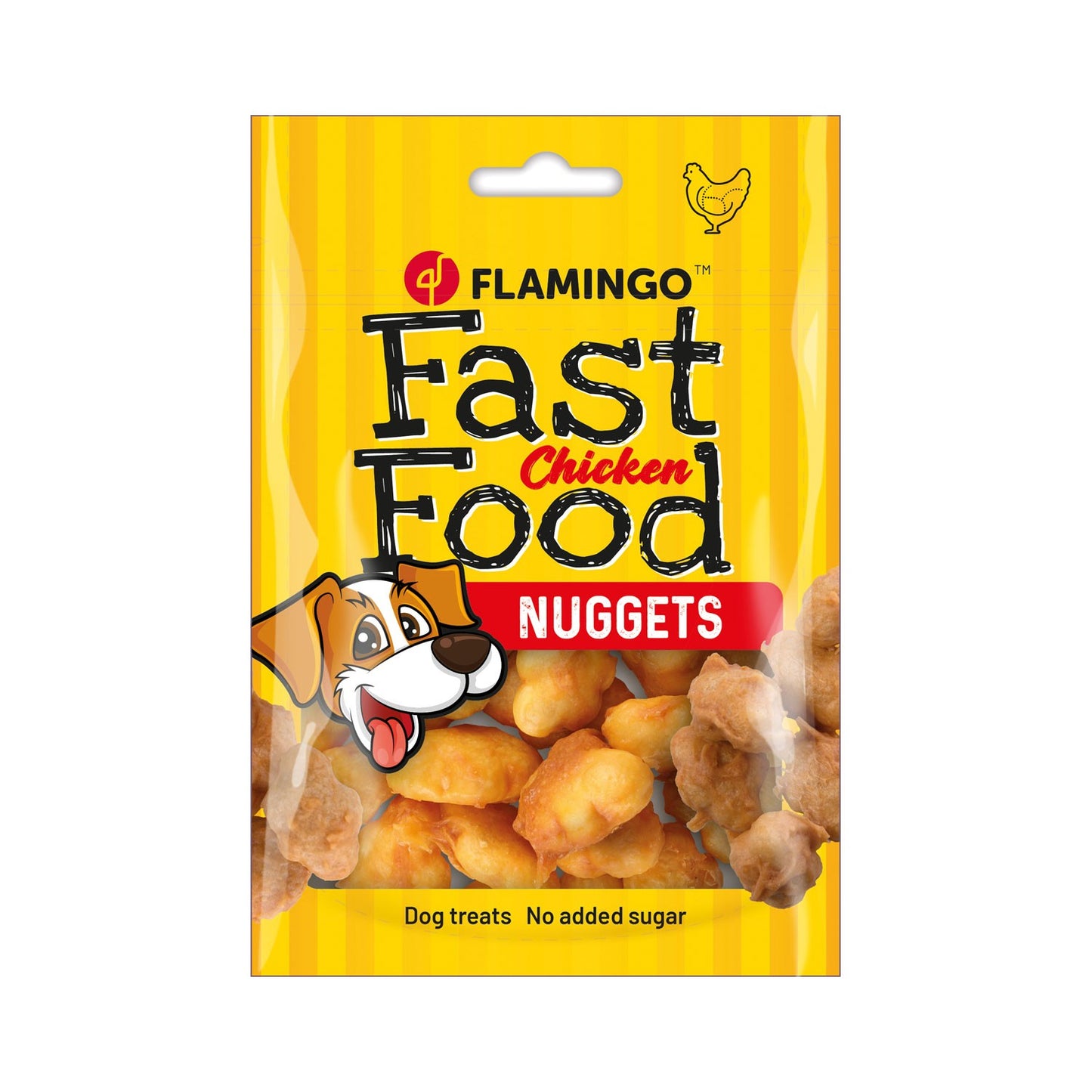 Flamingo Snacks Fast Food Nuggets Con Pollo Per Cani Adulti Di Tutte Le Taglie 100gr