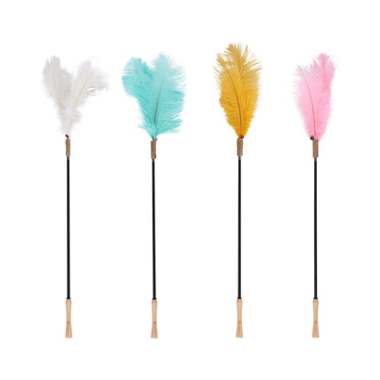 Flamingo Bliss Canna Con Piume Colorate ed Effetto Sonoro Per Stimolare il Gioco dei Gatti 61-186cm
