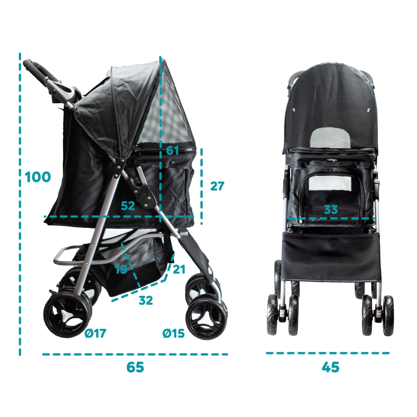 AqpetFriends PetBuggy Passeggino Comodo e Pratico Per Cani Di Taglia Medio/Piccola