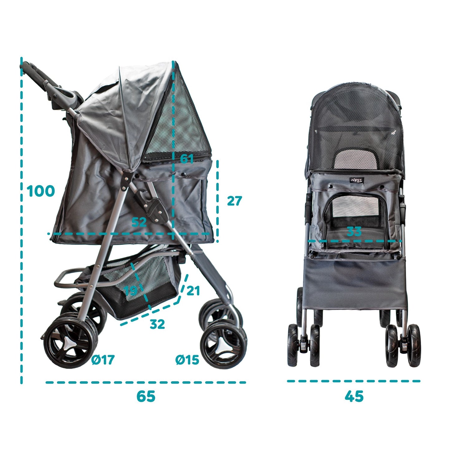 AqpetFriends PetBuggy Passeggino Comodo e Pratico Per Cani Di Taglia Medio/Piccola