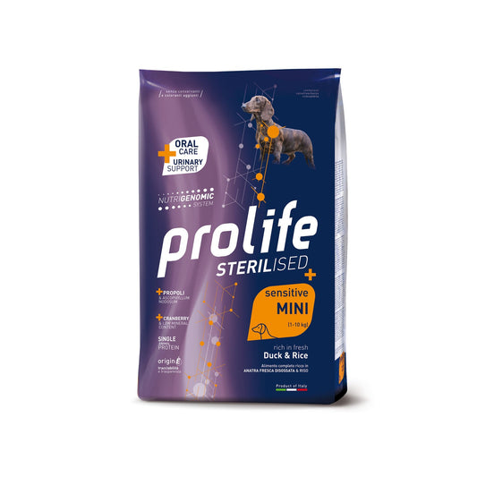 Prolife Sterilised Sensitive Adult Duck & Rice Mini Crocchette di Anatra e Riso per Cani Adulti Piccola Taglia