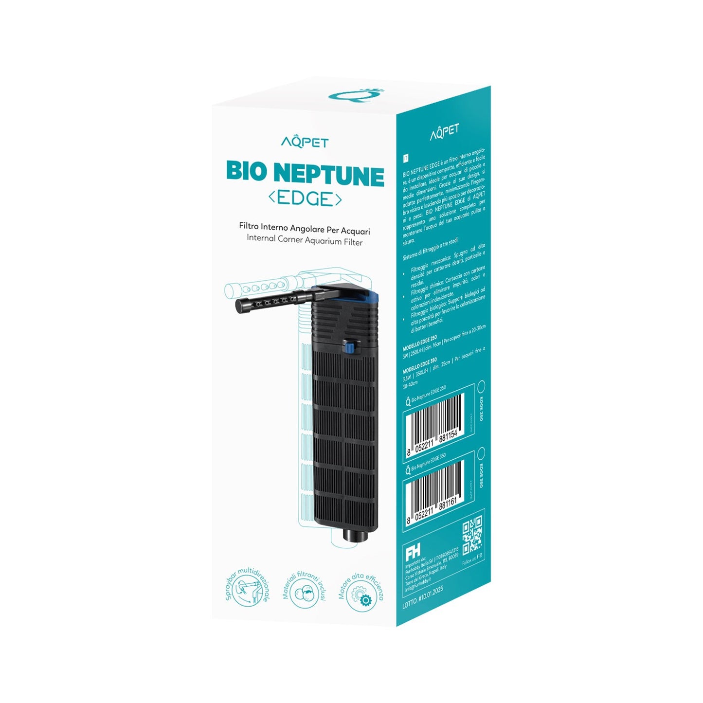 Aqpet BioNeptune EDGE 350 Filtro Interno Angolare a Tre Stadi per Acquari