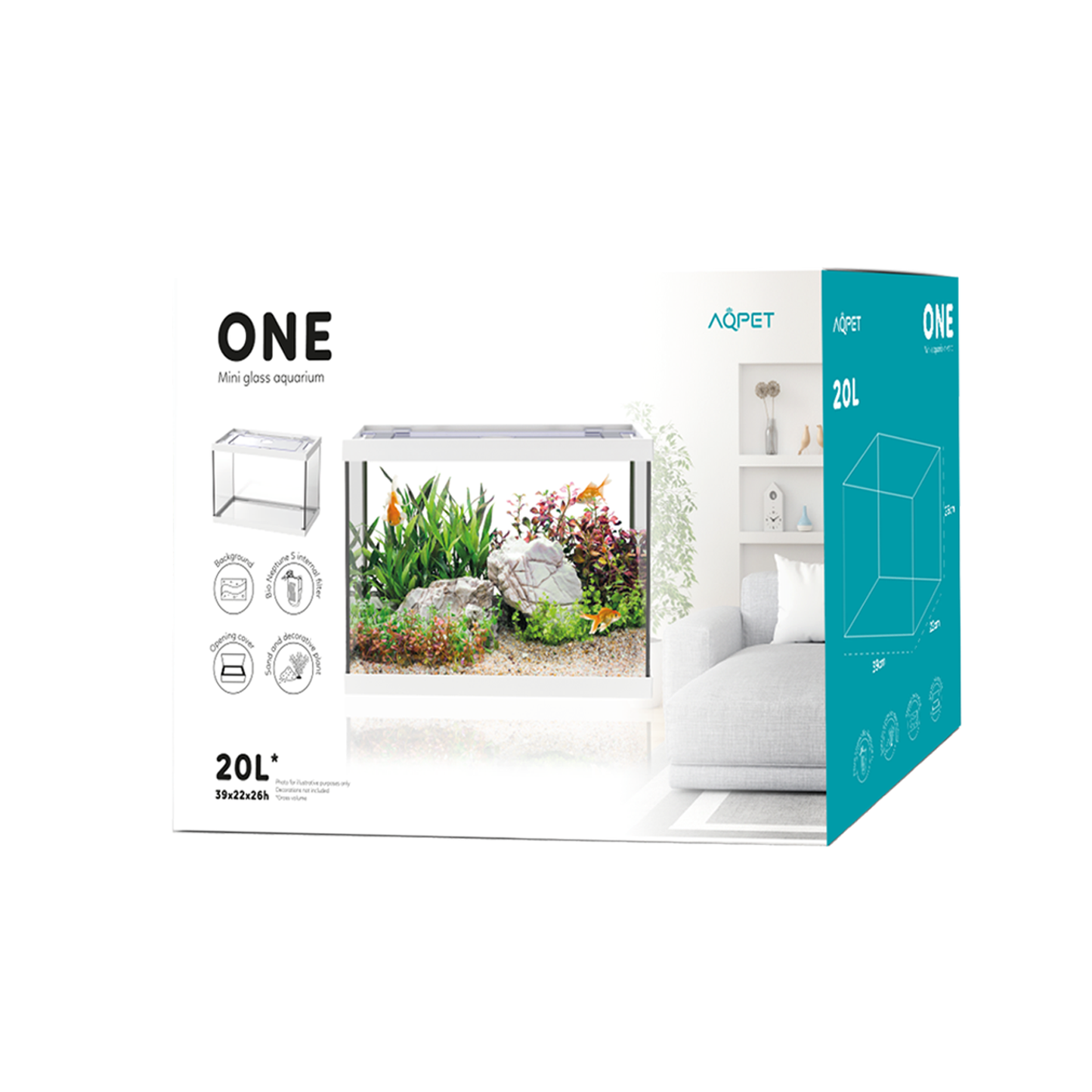Aqpet One Mini Acquario Completo In Vetro Bianco