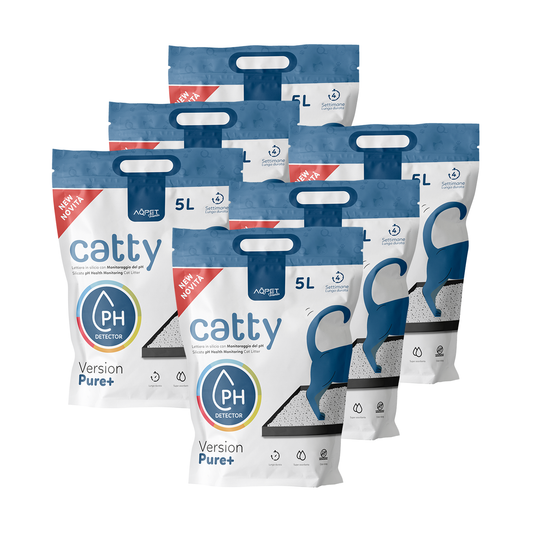 AqpetFriends Catty Pure Lettiera In Silicio per Gatti - Check PH - 30 L (6 confezioni da 5 lt)