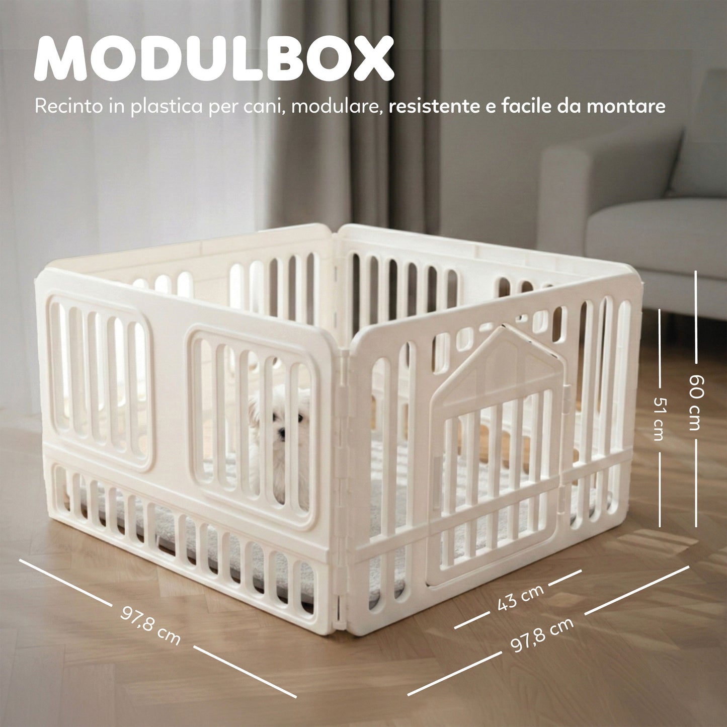 AQPetFriends ModulBox recinto in plastica 97.8x60x97.8 modulabile