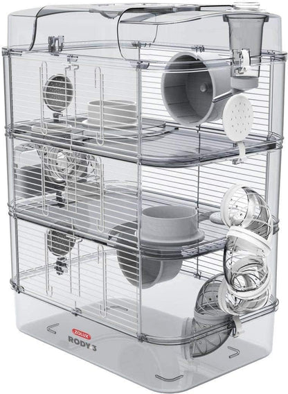 Zolux Rody3 Trio Gabbia Trasparente Per Criceti E Piccoli Roditori 41x27x53cm