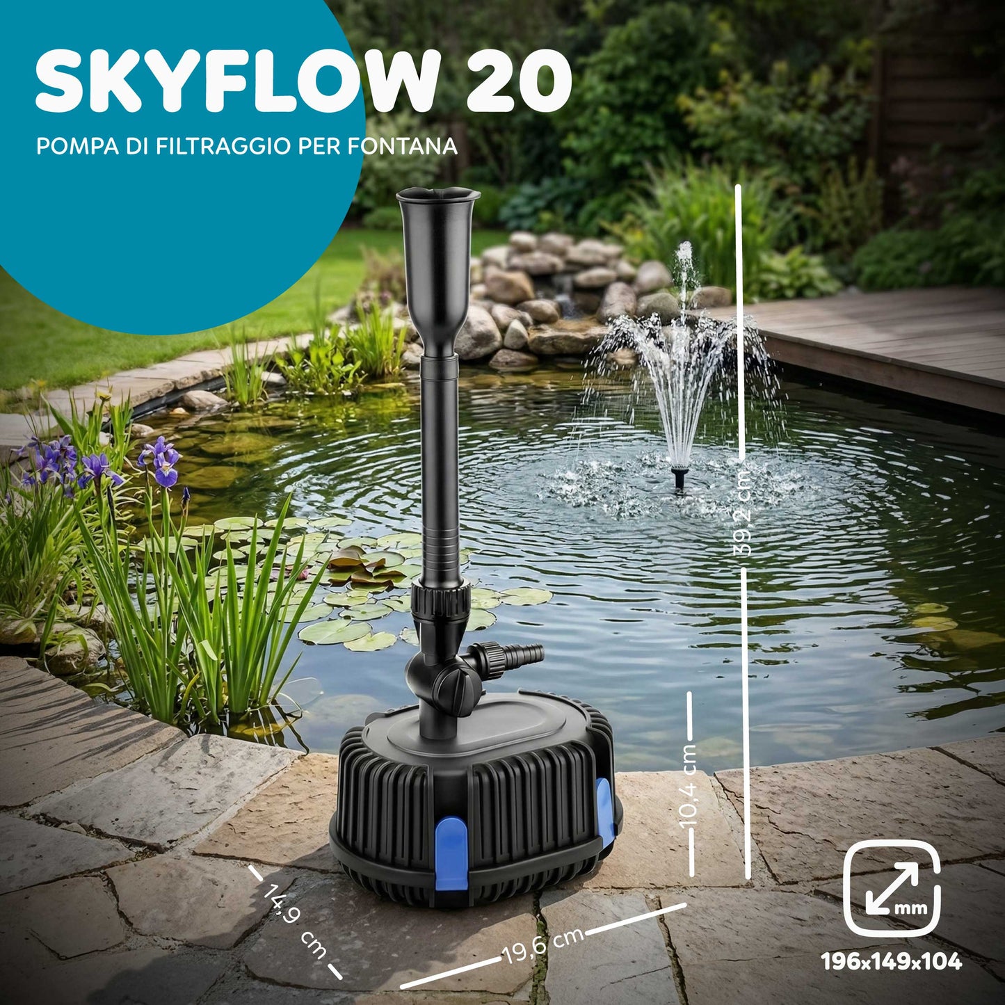 AQPond Skyflow 20 Pompa di giochi d'acqua per laghetto
