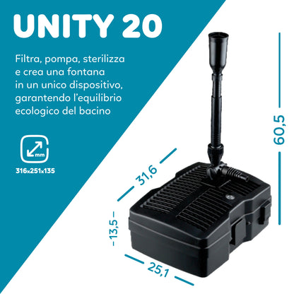 AQPond Unity 20 Filtro per laghetto All-in-one completo di sterilizzatrice