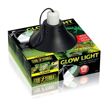 Exoterra Glow Light Lampada Porcellana con Pinza Metallica + Riflettore Fosforescente per Terrari