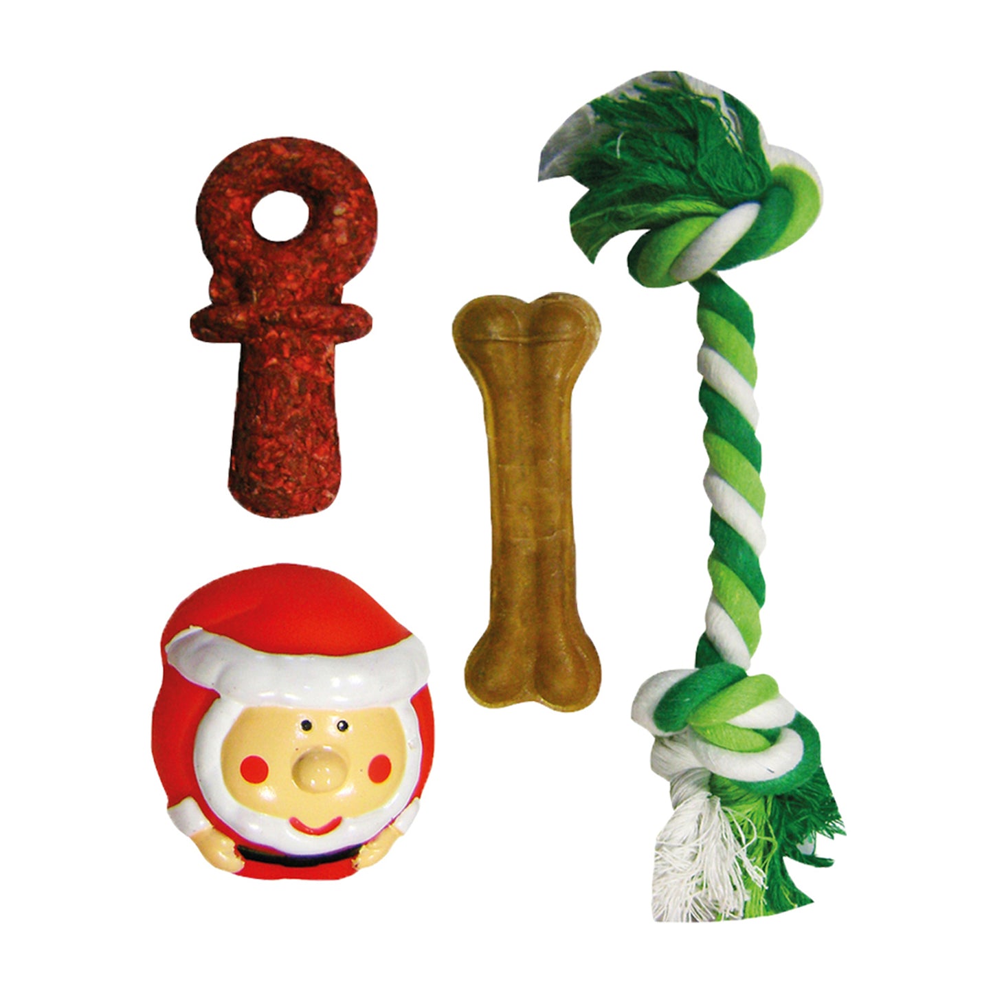 Flamingo Natale Calza per cane - Giocattolo Fitz Osso, Succhiotto, Babbo Natale, Cordone Mix